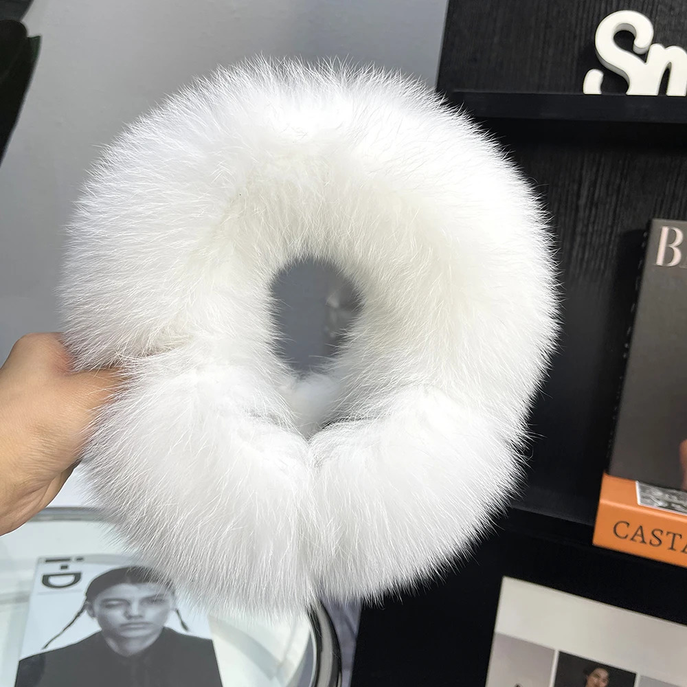 Arrival Women Plush Genuine Fox Fur Earmuff Winter Lady Big Pompoms Fox Fur Fluffy Earmuffs Warm 100% Real Fox Fur Ear Cover 241126