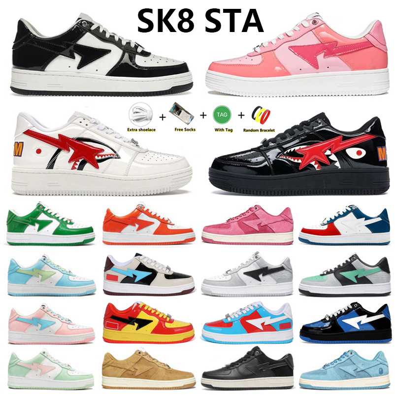 SK8 Sta Designer Casual Shoes outdoor mens womens Low platform Shark Black White Camo Pink Pastel Bule Grey Black Beige Suede sports sneakers trainers size 36-45