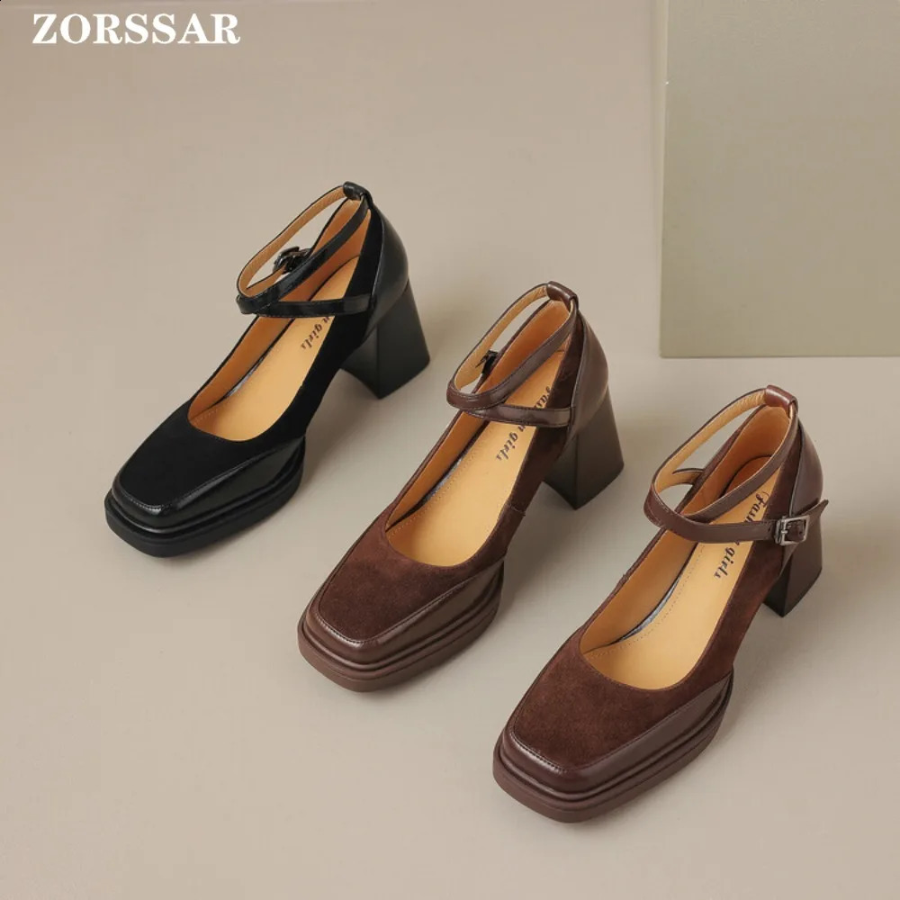 Suede Lolita Shoes Women Japanese Shoes Women Vintage Girls Students Uniform High Heel Platform Shoes Cosplay Plus Size 42 241127