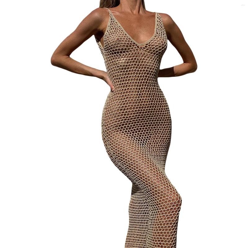 Women S Crochet Bikini Cover Ups Sleeveless Backless Hollow Out Swimsuit Up Dress Mesh Beach