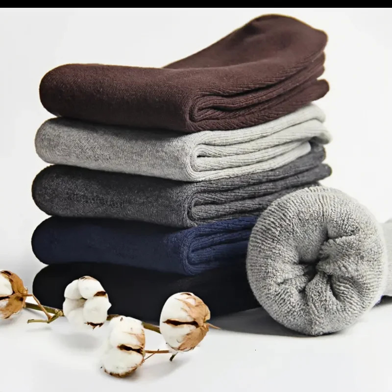 5 Pairs Winter Warm Mens Socks Wool Male Women Super Thicker Solid Merino Against Cold Snow Terry 241112