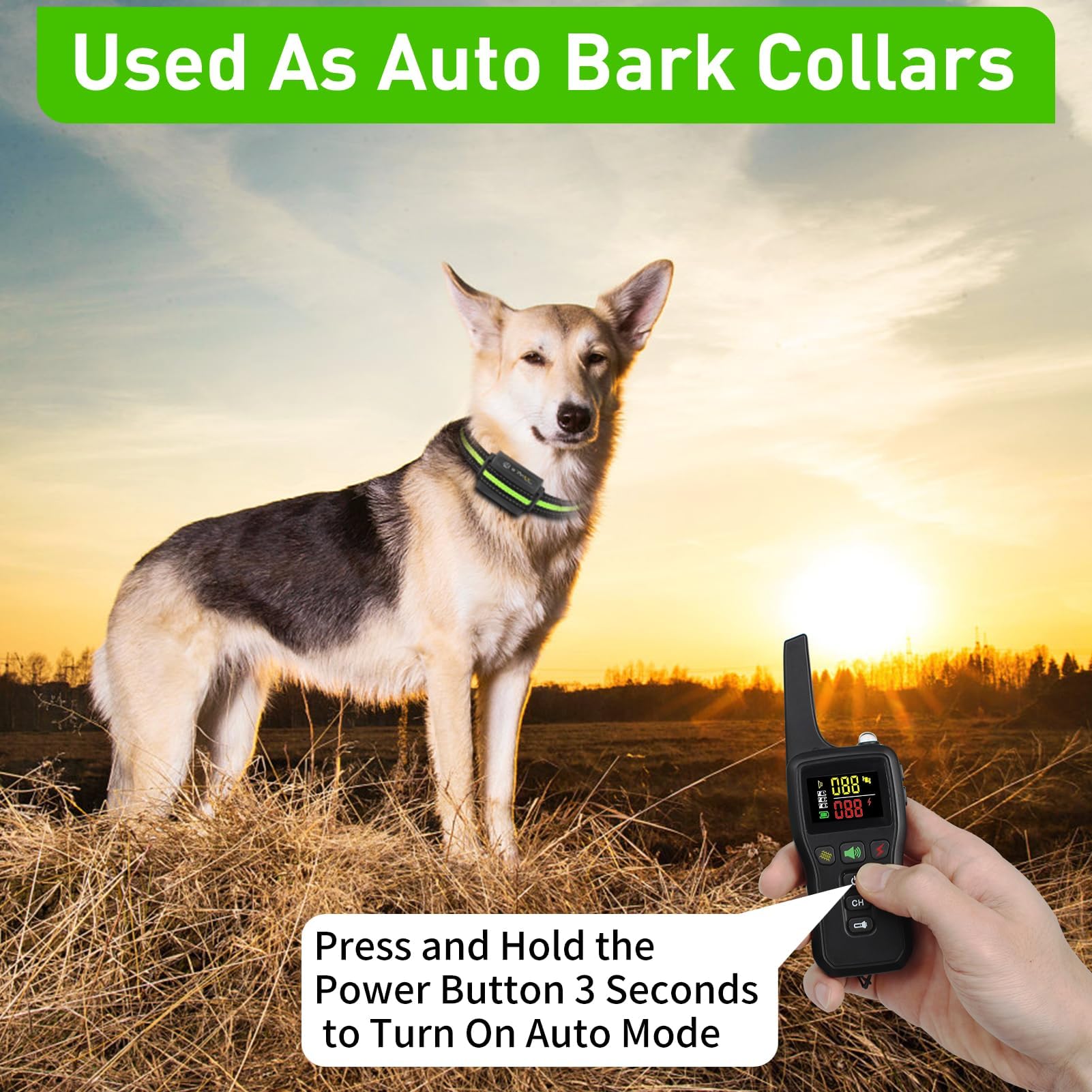 PetJoy Automatic for 3 Dogs, Modes, Bark and Training Combo, Shock Collar with Auto Mode (Level 1-5) - Remote 3300 Ft