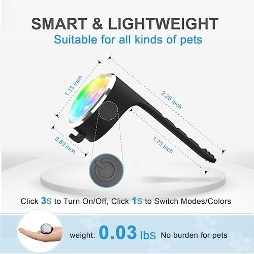 Tubasion Rechargeable Light, 2024 Best 7 Color Changing Light Collar with 100% Waterproof and Durable Silicone Band. Dog Lights for Night Walking, Cam