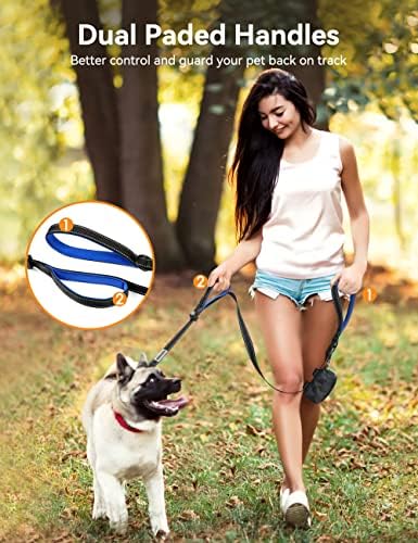 YOUTHINK Double Leash, No Tangle Walking Leash 2 Dogs up to 180lbs, Comfortable Adjustable Dual Padded Handles, Bonus Pet Waste Bag (Double Dog Leash)
