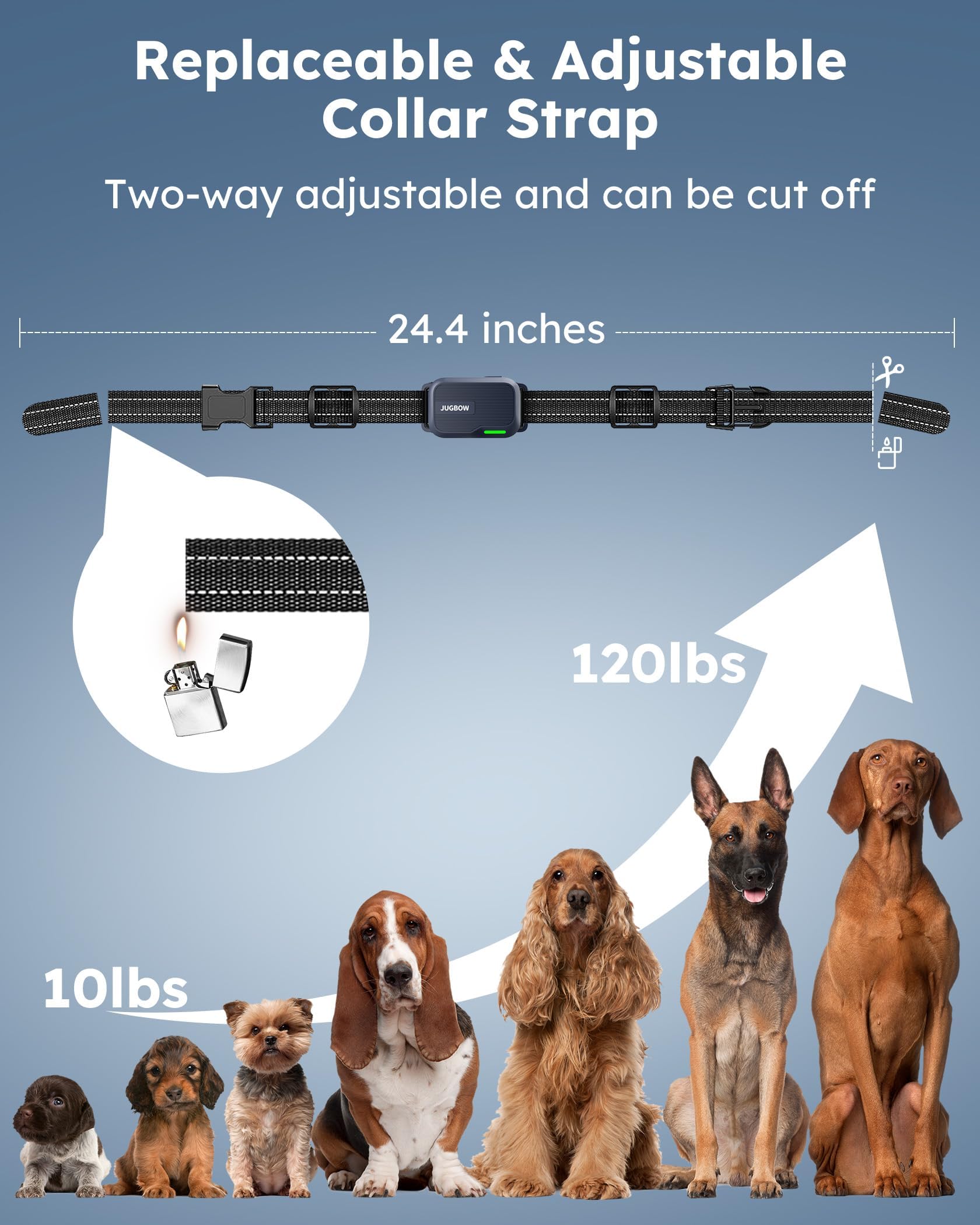 Jugbow Shock 2 Dogs (10-120Lbs) - 3300FT Remote IPX7 Waterproof Electric Collar with 4 Training Modes, Rechargeable e-Collar for Lager Medium Small Do