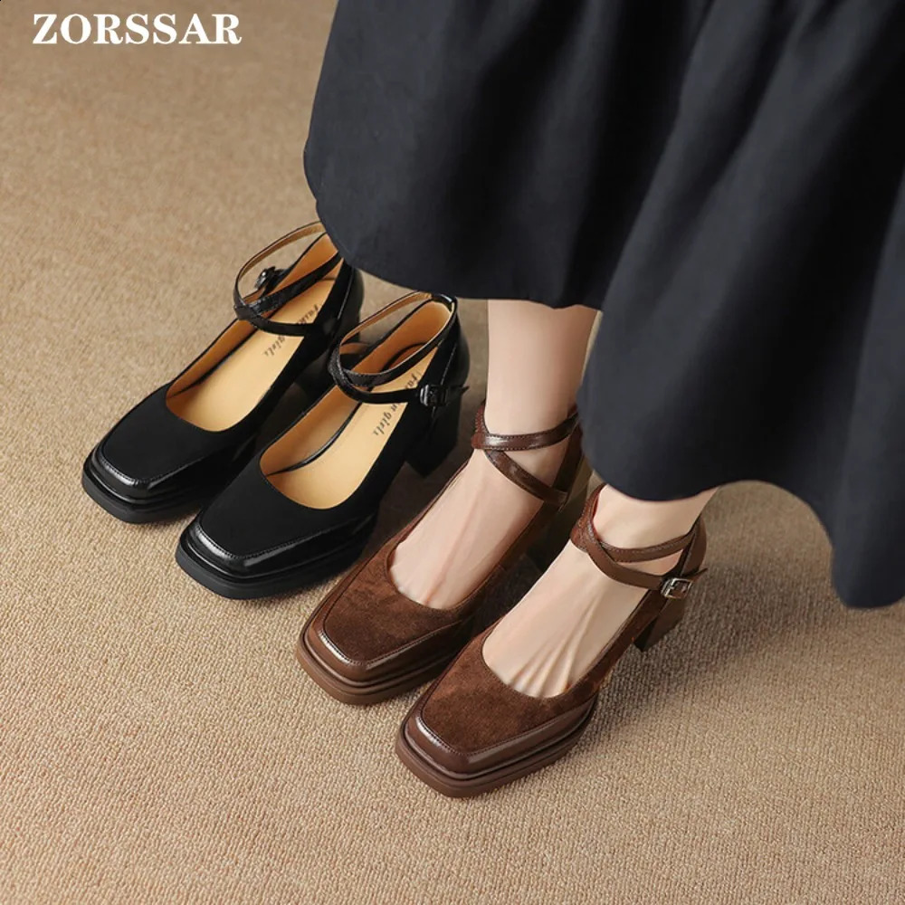 Suede Lolita Shoes Women Japanese Shoes Women Vintage Girls Students Uniform High Heel Platform Shoes Cosplay Plus Size 42 241127