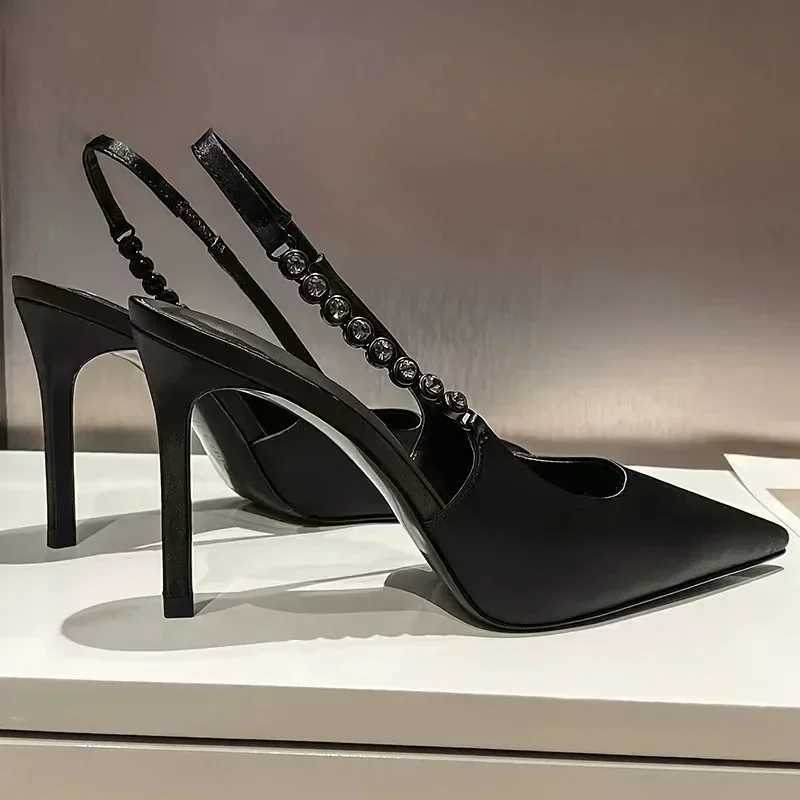 Shiny High Heels Sgback Sier Women Pumps Metallic Crystal Sandals Pointy Toe Stiletto Heeled Party Dress Shoes WomanC241127