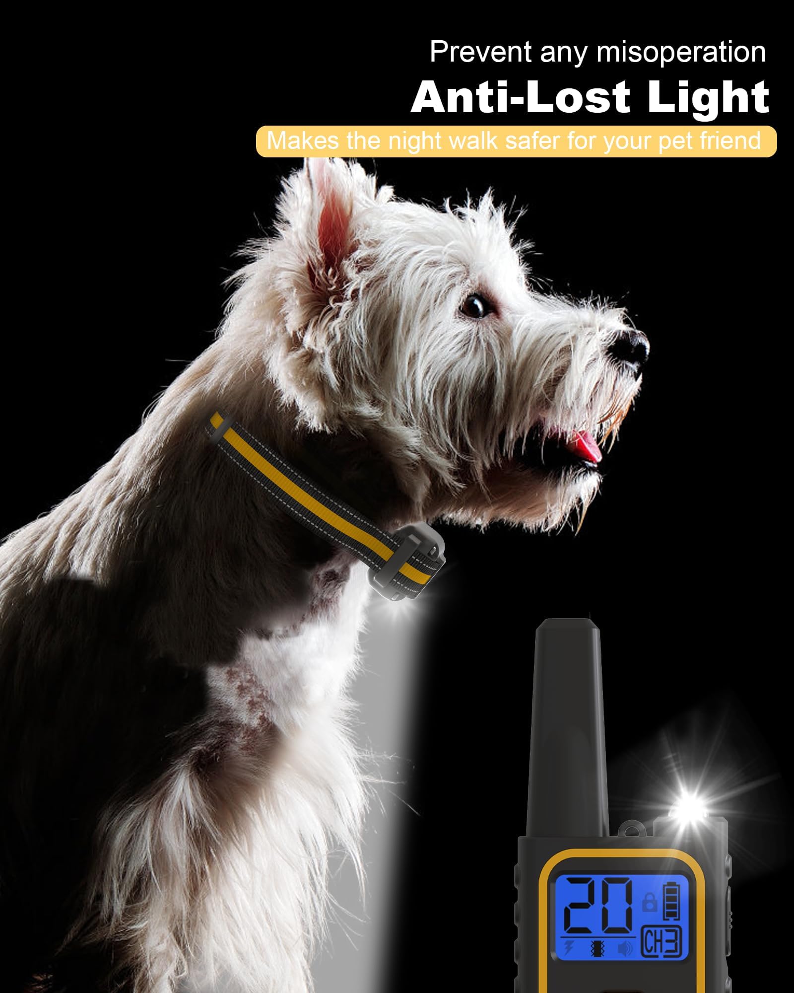 Shock Collar Remote Control, Waterproof Dog Collar, 3300FT Rechargeable Electronic Collars with 4 Training Modes for Large Medium Small Dogs (8-120lbs