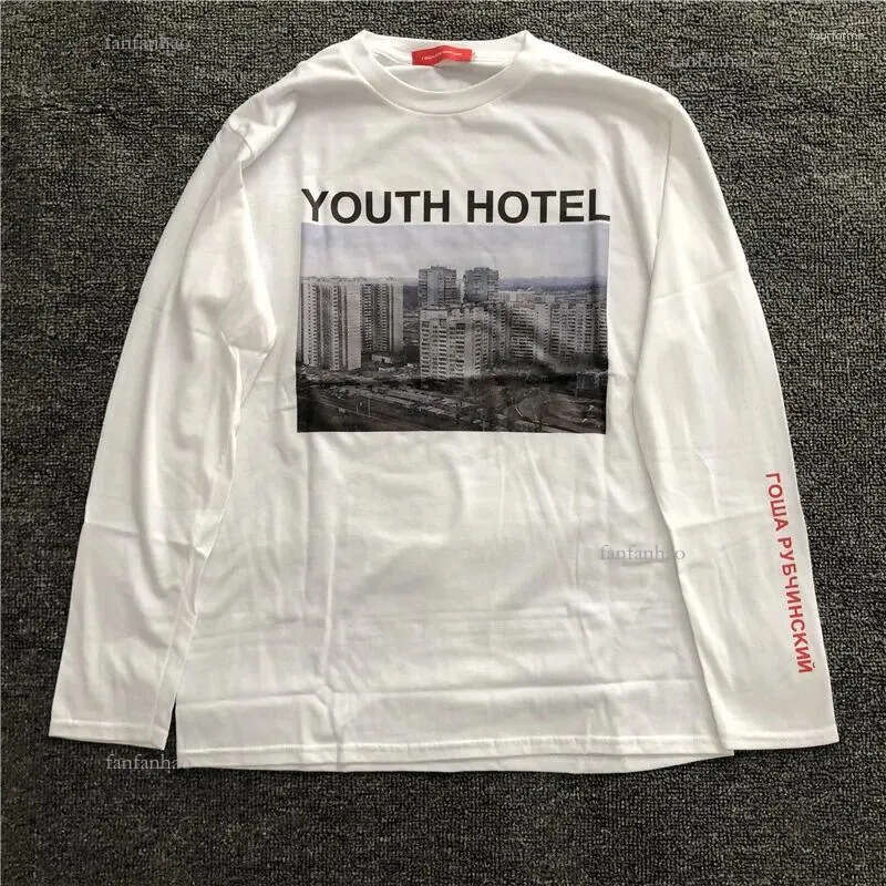 Men's T Shirts Gosha Building Long Sleeve Youth El Russian 032c HD Digital Print Loose Tide Brand