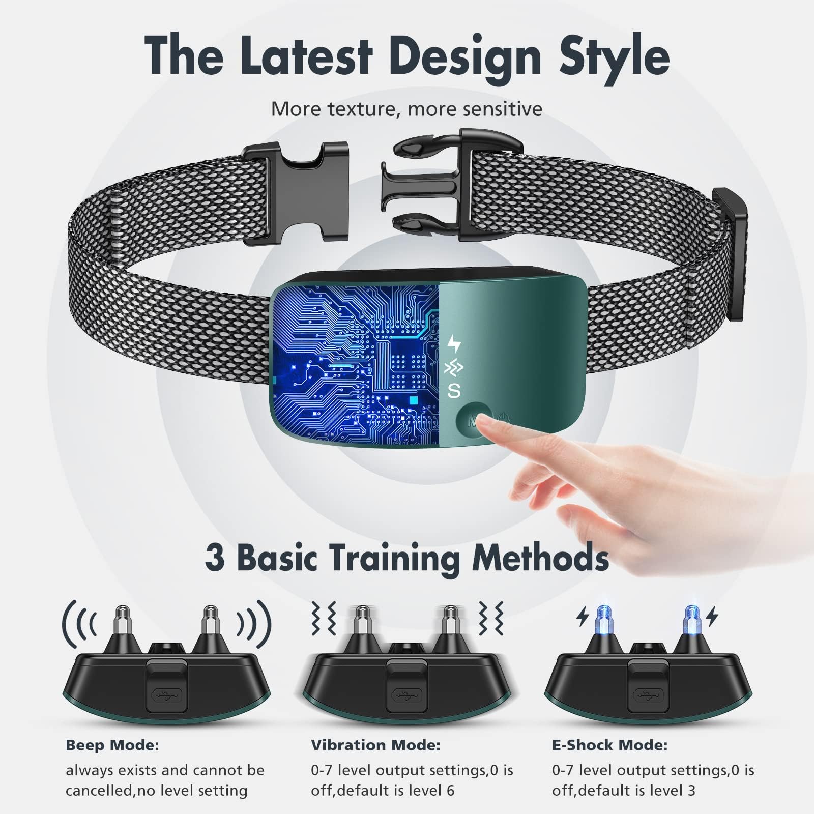 NBJU Bark Dogs,Rechargeable Anti Barking Training Collar with 7 Adjustable Sensitivity and Intensity Beep Vibration for Small Medium Large Dogs
