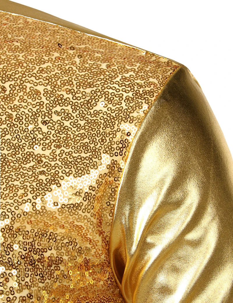 Mens Disco Shiny Gold Sequin Metallic Dress Shirt Long Sleeve Button Down Christmas Halloween Bday Party Stage Costume 241126
