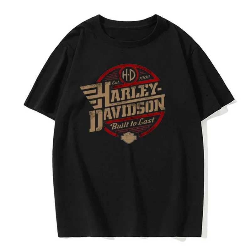 Men's T-Shirts Mens Motorcycle Harley Sports Davidson T-shirt Pure Cotton Summer Vintage Crewneck Extra Large T-shirt Mens and Womens Wear J24042