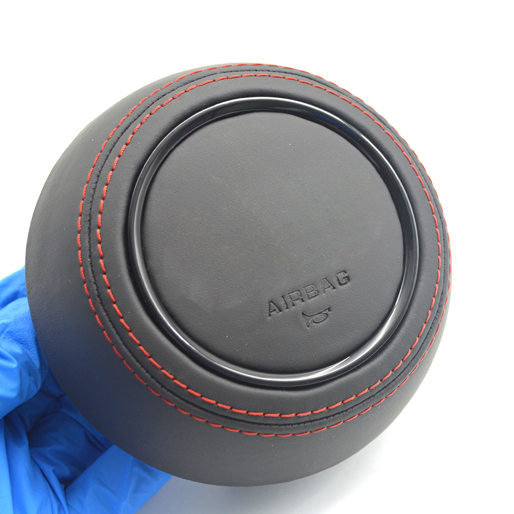 For Audi A4 B8 A3 8V white green red leather Steering wheel decorative cover Paint black logo