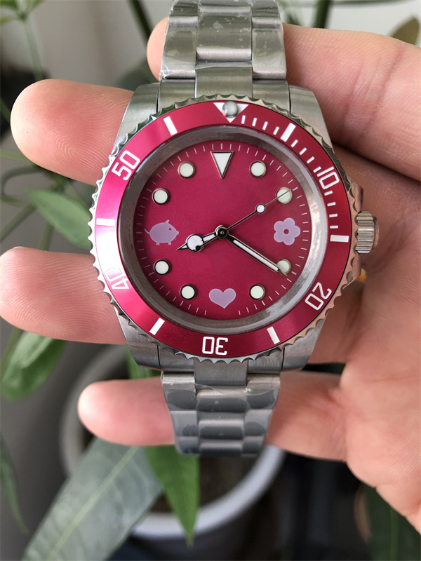 watch mechanical mens watch sapphire glass waterproof 41mm watches silver-colored stainless steel rubber business couple black with box