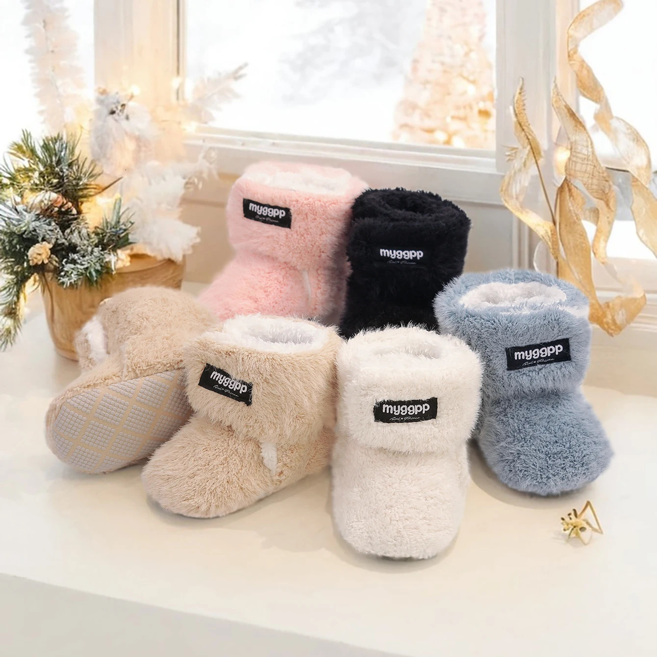 Winter Baby Boy Boots Cozy MidCalf Knit Fabric with Soft Sole Round Toe and Adjustable Magic Tape Closure for Infants Todd 241127