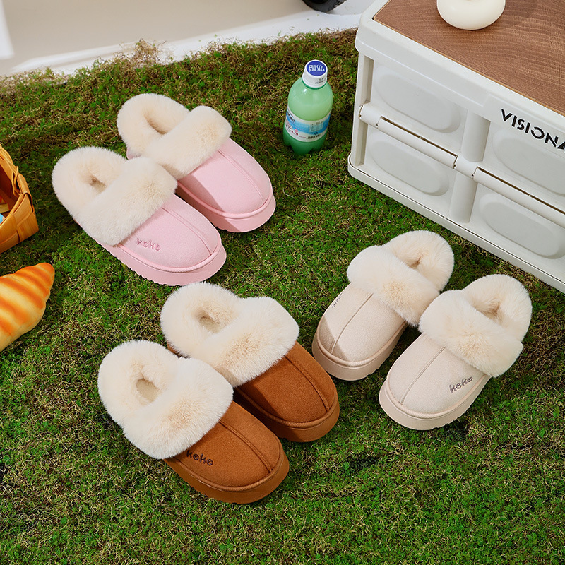 kids Fur Slipper Designer Platform Slippers Wool Cotton Winter Warm Shoes Cream Pink Brown Suede Leather Slides Size 28-35