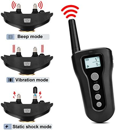 Bousnic Dog Training 2 Upgraded 1000ft Remote Rechargeable Waterproof Electric Collar with Beep Vibration Shock for Small Medium Large Dogs (15lbs - 1