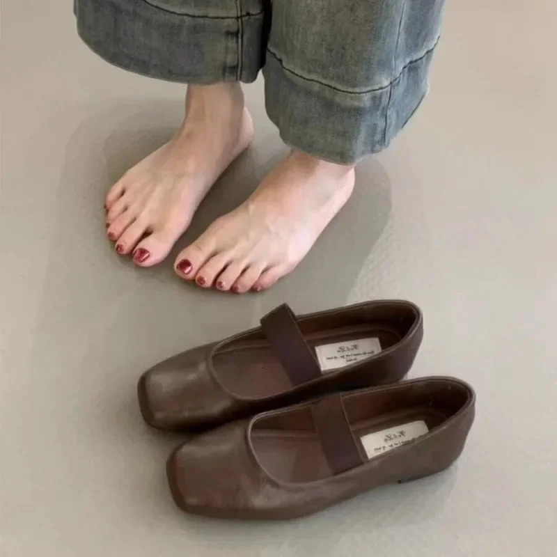 Womens Leather Shoes Comfort Female Footwear Square Toe Casual Sneaker Shallow Mouth Comfortable Summer Dress Anima 241127