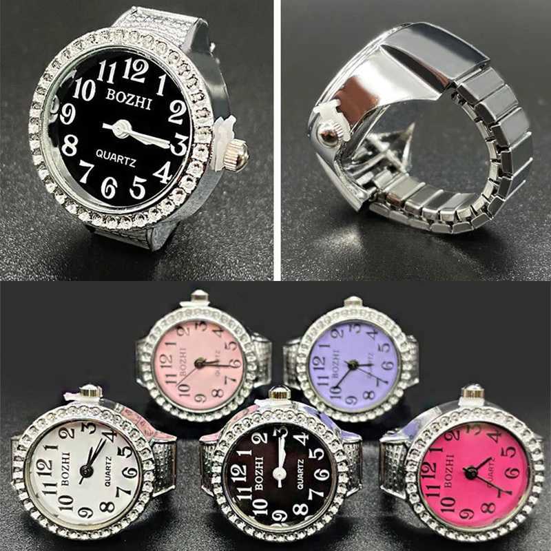 Steel Fun New Roman Quartz Finger Rings Vintage Punk Mini Elastic Str Alloy es Couple Rings Jewelry Clock Women MenXJ241127