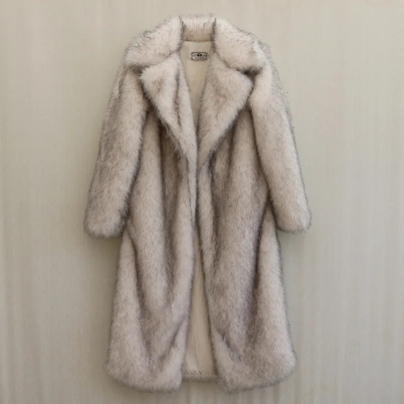 PFHQ Mens Mink Fur Coat Winter Warm Fashion Solid Color Long Sleeve Male Tops Korea fashion 21Z7156 241112