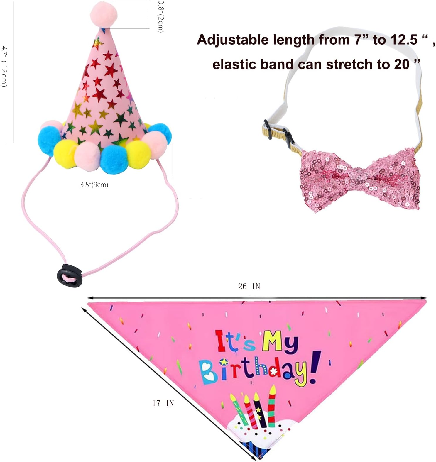 Agirct Dog Boy Party Supplies,Birthday Hat,Bow Tie, Bandana, Banner,Puppy Pet Theme Birthday Decorations Suit for Golden Doodle Teddy Husky Labrador(4