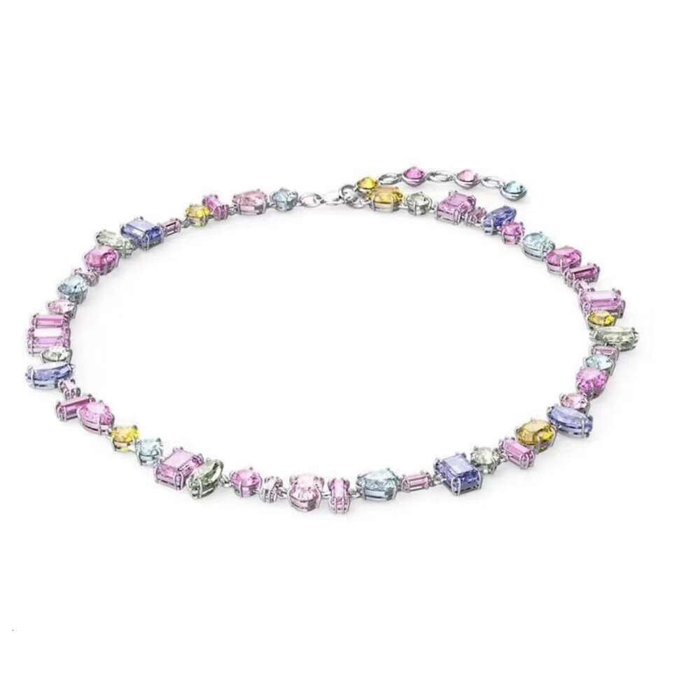Designer Jewelry Flowing Light Colorful Candy Necklace for Women Using Swallow Element Crystal Rainbow White Snake Bone Chain