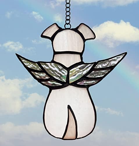 Glass Window Hanging Angel Memorial Gifts for Loss of Dog Sympathy Gift Suncatcher Passing Away Remembrance Memory Ornaments for Dog Lovers Rainbow Wi