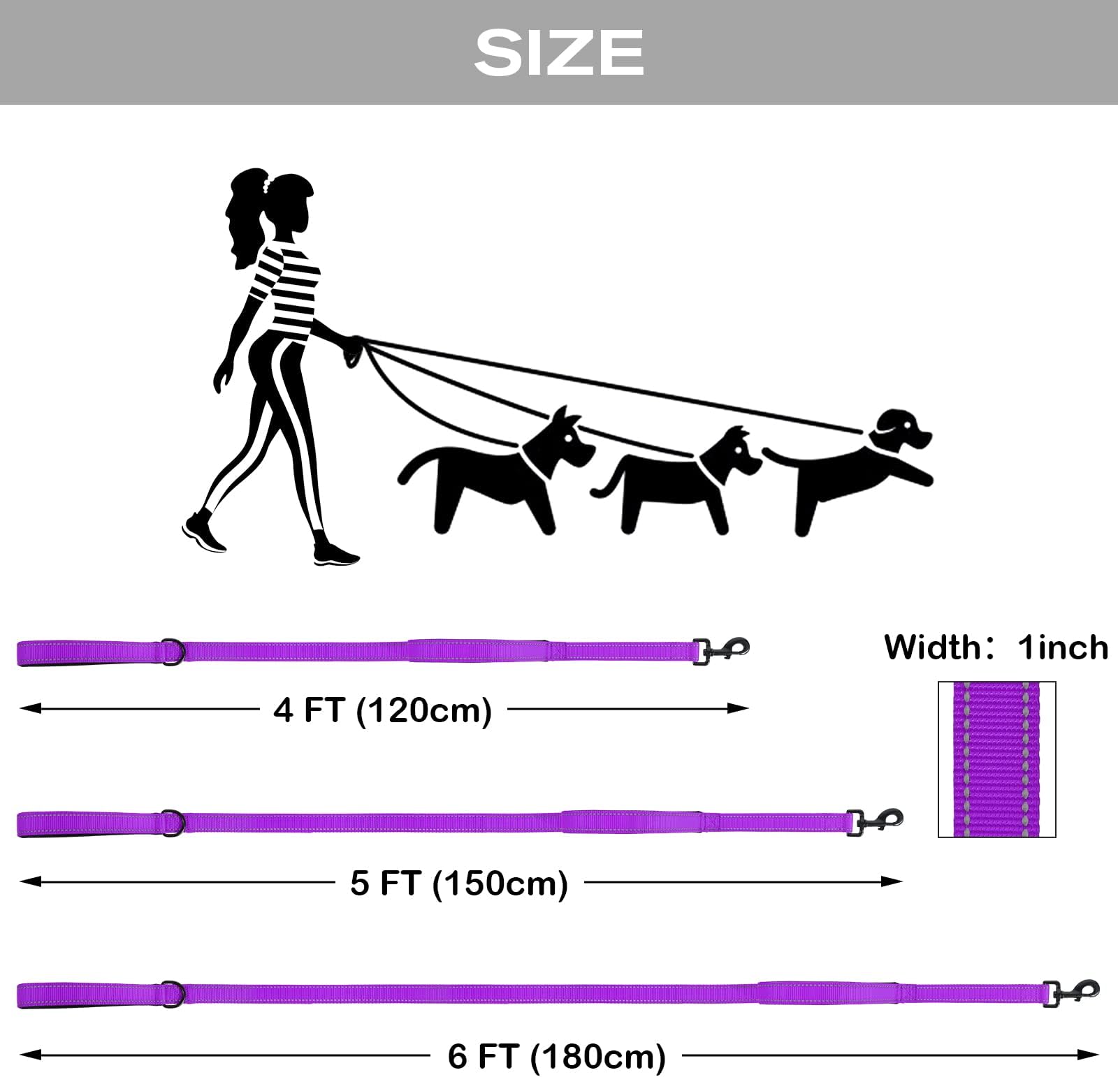 Joytale Heavy Duty Dogs That Pull, Double Handle Traffic Control, Double-Sided Reflective Night Safety, Dog Leash for Large Medium Dogs,FT, Orange