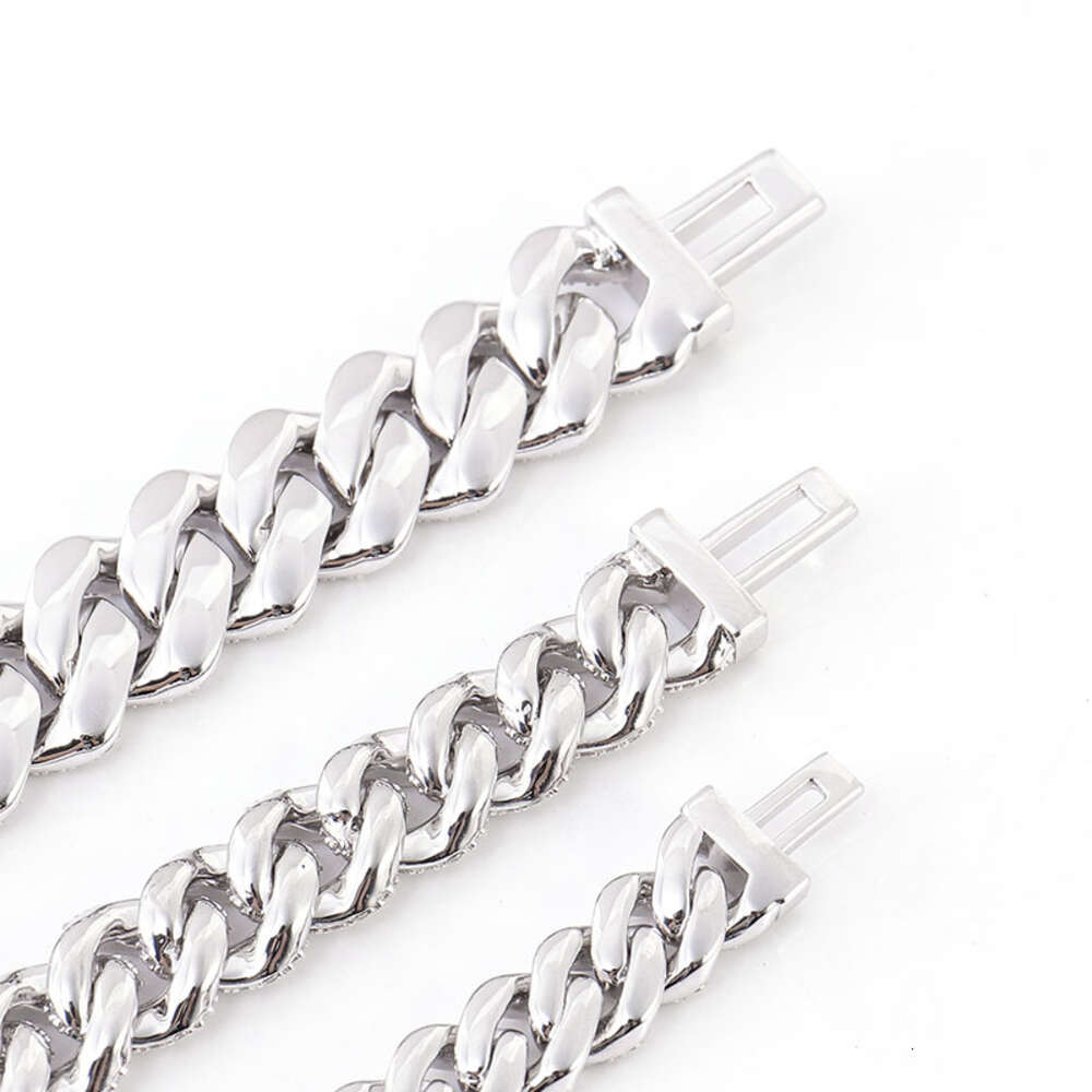 Silver Miami Cuban Chain 10mm d Color Vvs Moissanite Diamond Pave Setting Cuban Link Chain Bracelet for Men