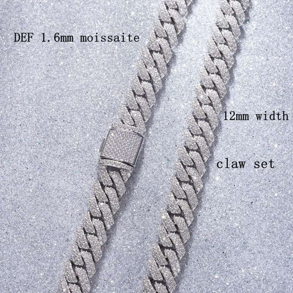 8 Inches Moissanite Gemstone Couple Bangles Cuban Link Bracelets S925 Silver Chain