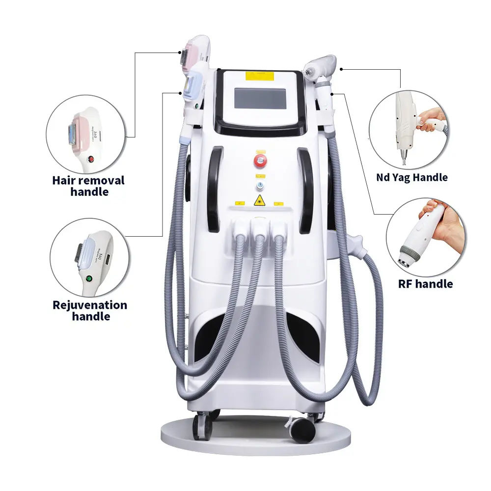Design 4 In 1 Laser Opt Nd Yag RF Painless DPL Hair Removal Pico nd yag laser Tattoo Removal Tighten skin Machine