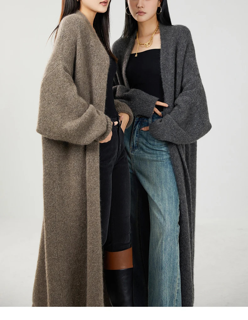 Cashmere Buttonless Cardigan Coat Long Sleeve Shawl Light y Plus Size 241112