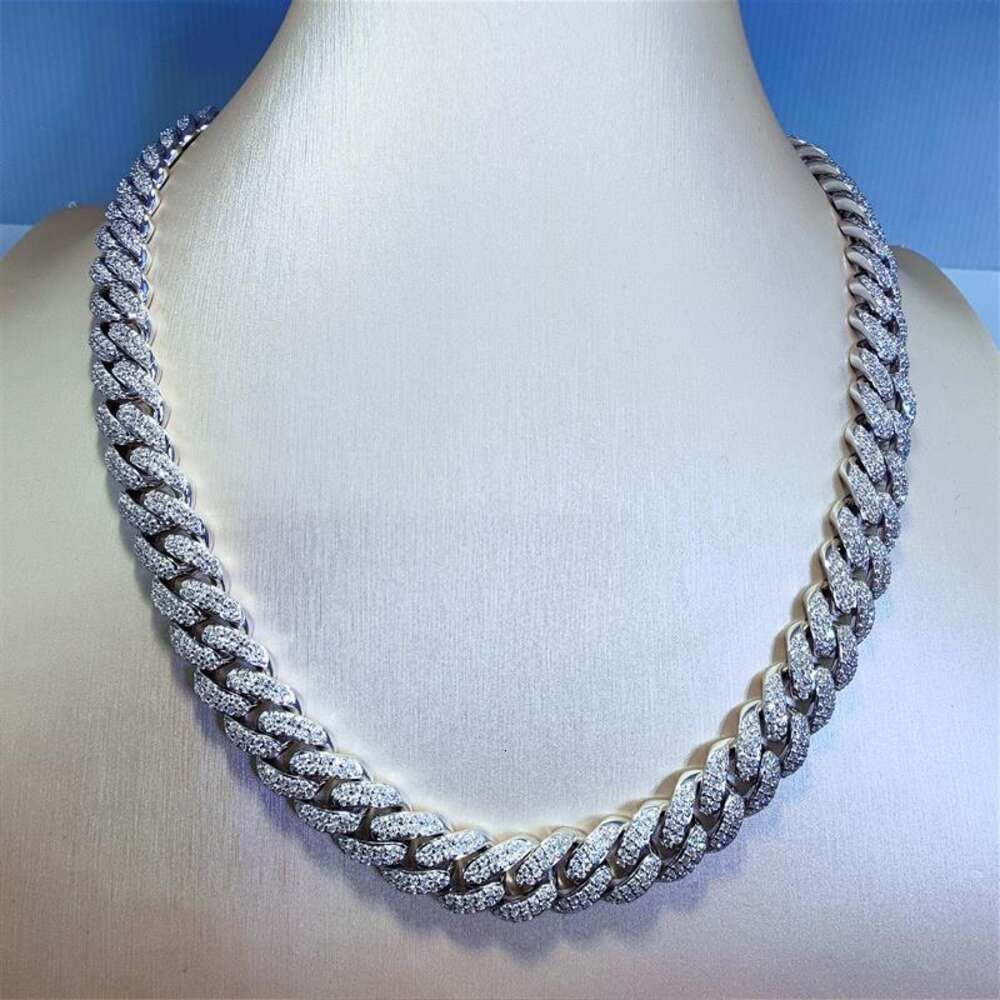 Sgarit Hip Hop Bling 3mm 4mm 5mm 6mm Gra Certified 10k Cluster Moissanite Tennis Chain Gra White Gold Necklace Jewelry