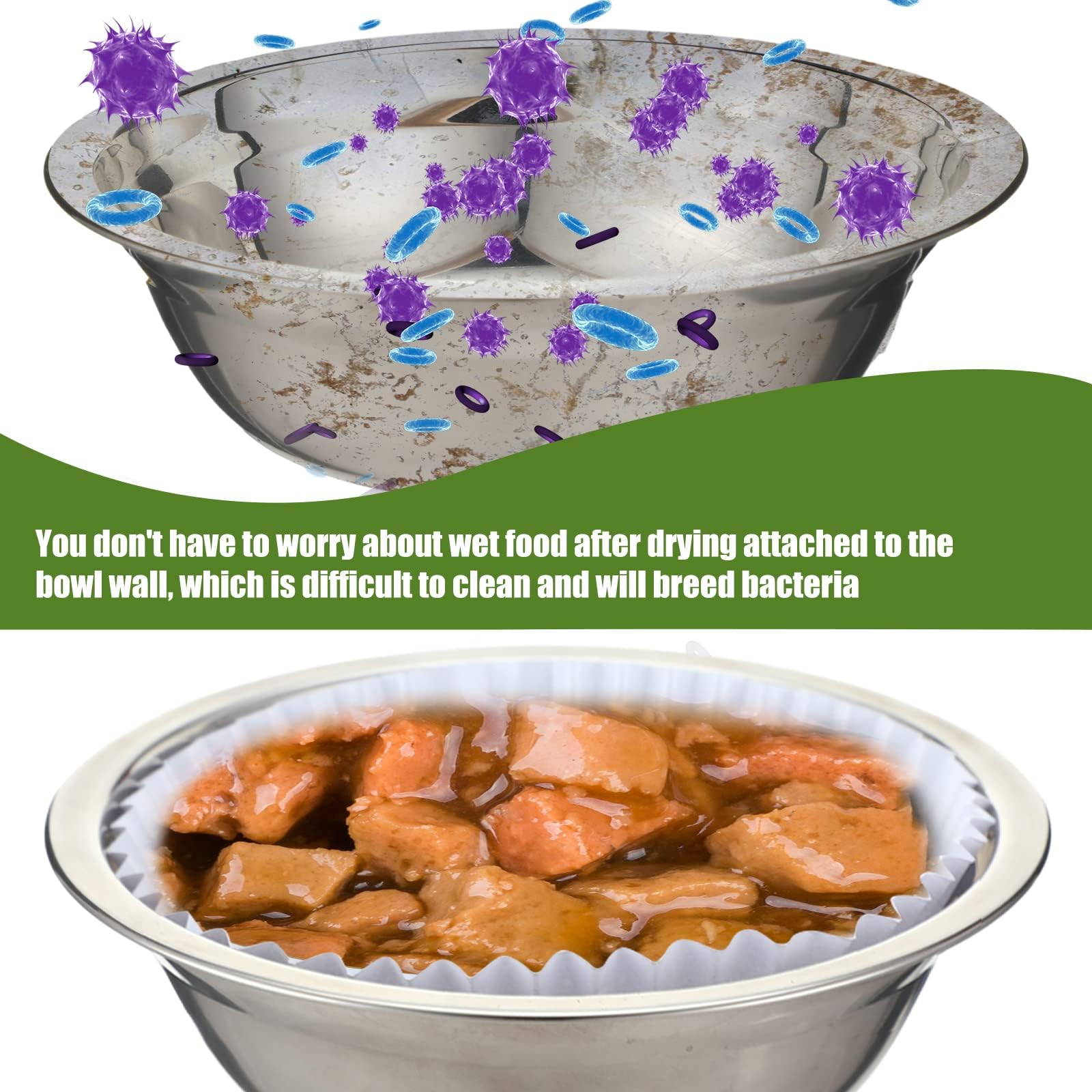 meekoo 600 Pcs Large Pet Disposable Feeding Bowls Liner Bulk Cat Food Bowls Small Paper Bowls Paper Liner for Small Dogs Cats Dish Bowl Wet Food Feedi