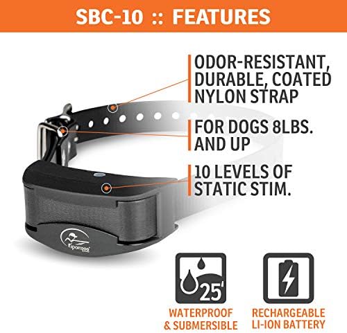 SportDOG NoBark 10 Collars, Rechargeable, Programmable Collar, Silent Parer Technology, Two Modes of Operation, Waterproof Dog Bark Collar (Black)