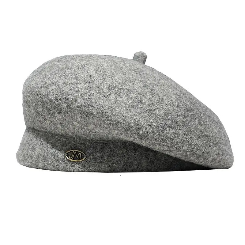 Women Autumn Winter Retro Woolen Felt Thick Berets Caps Big Head Fedora Classical Painter Hat 241127