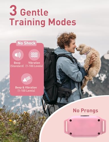 DOGLinsen Training Collar, Beep and Vibrating Shock, Shock Dog with Remote 2800Ft, Vibration Collar for Small Puppy Medium Large Dogs - No Prongs