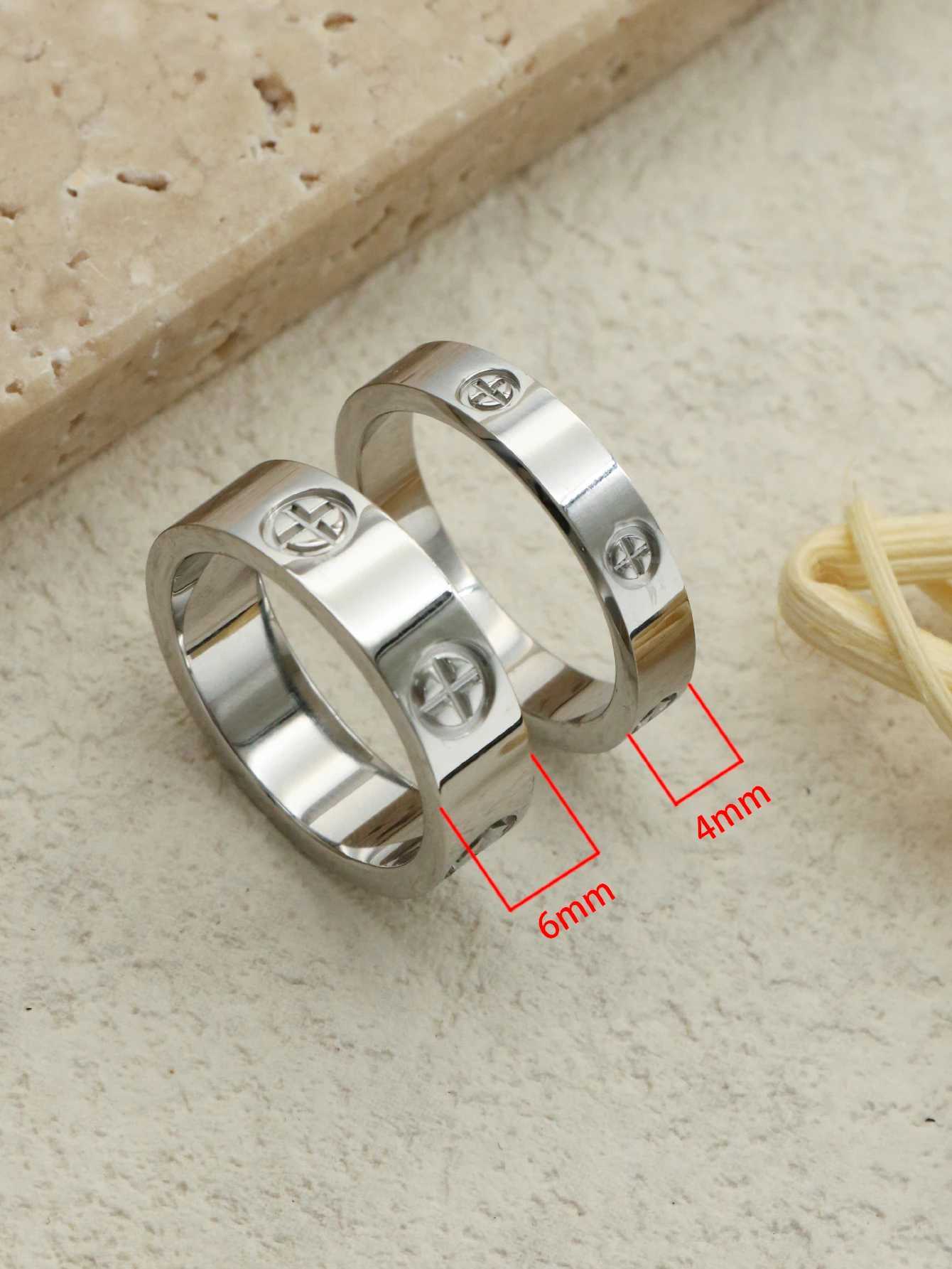 1 Piece Fashion Classic Cross Stainl Steel Rings For Women Men Gold Color Luxury Jewelry Wedding GiftXJ241127