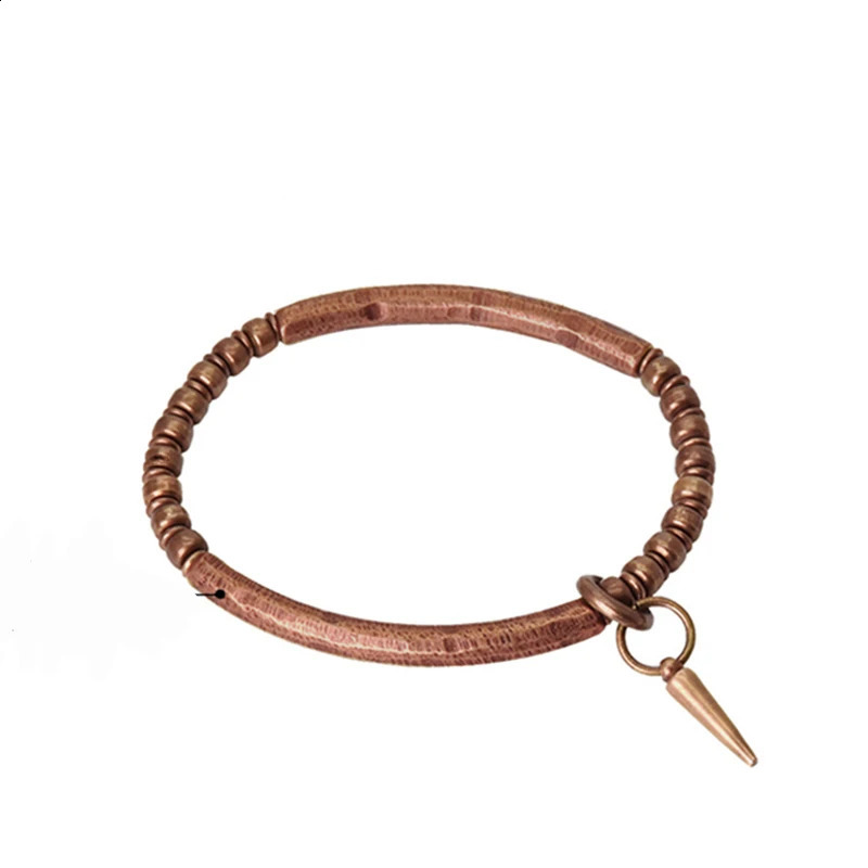 4PX Hammered Pure Copper Bracelet Retro Processed Oxidized Street Rock Style Metal Vajar Unisex Men Women Gift Jewelry 241127