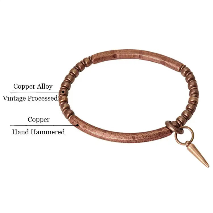 4PX Hammered Pure Copper Bracelet Retro Processed Oxidized Street Rock Style Metal Vajar Unisex Men Women Gift Jewelry 241127 - view 7