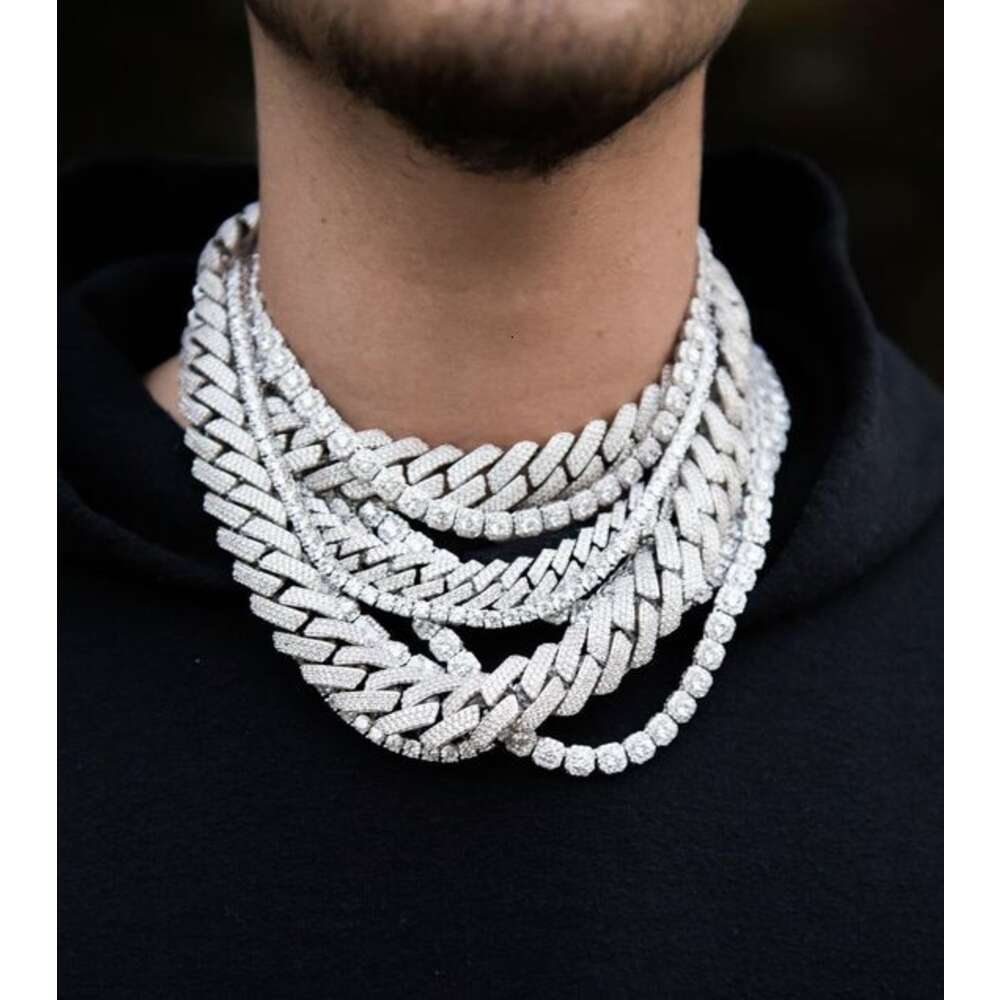 Hip Hop Jewelry Chain Necklace Fashion Men Miami 18k Solid Gold Custom Full Diamond Moissanite Cuban Link Price