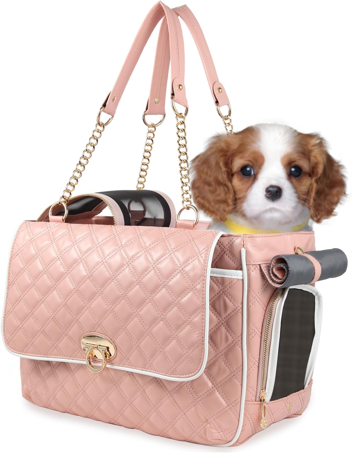 Betop House Puppy Dog Cat Purse Carrier for Small Dogs TSA Airline Approved Fashion Designer Soft-Sided Pet Tote Bag