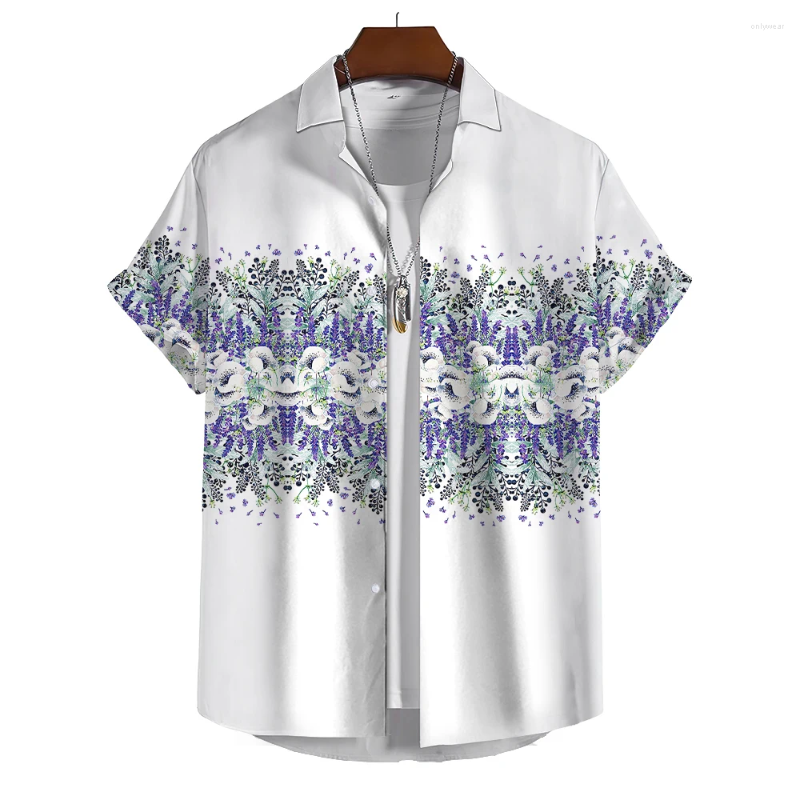 Men's Casual Shirts Short Button Retro Shirt With Prin Summer Hawaiian Clothing Men Clothes Harajuku Vintage Floral Blouse Designer
