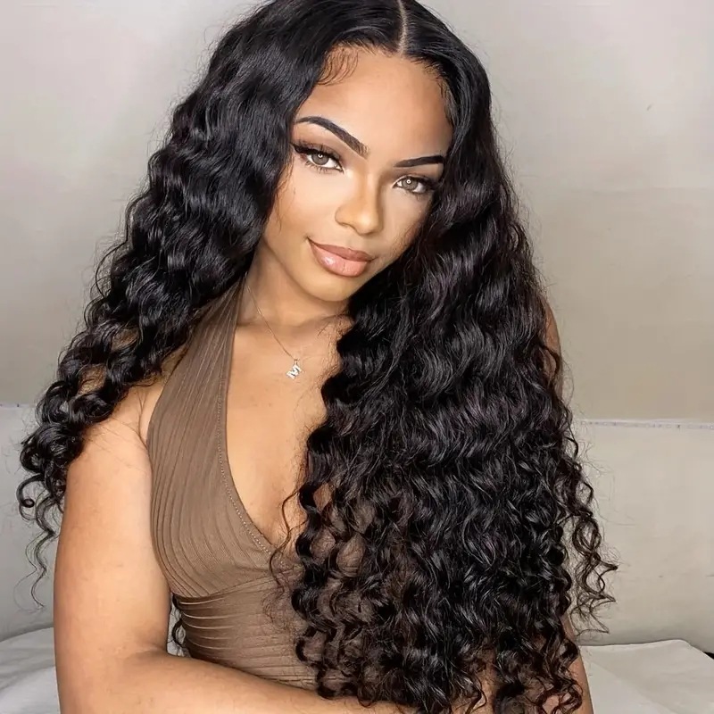 Kinky Curly Lace Front Wig Simualtion Human Hair 32 Inch 13x4 Deep Wave Wigs Ready To Wear For Black Women Brazilian Pre Plucked Frontal Wig Synthetic