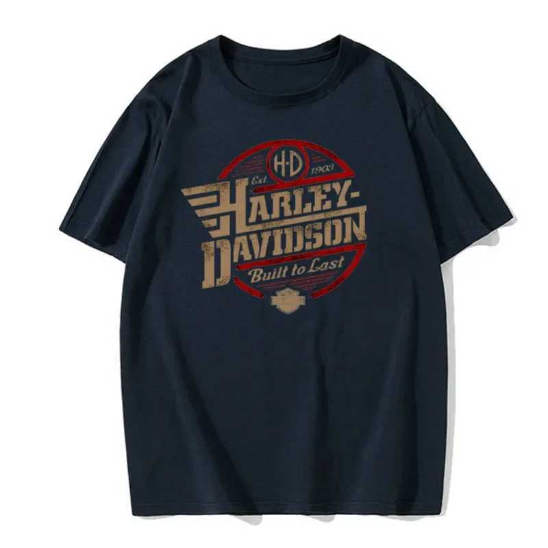 Men's T-Shirts Mens Motorcycle Harley Sports Davidson T-shirt Pure Cotton Summer Vintage Crewneck Extra Large T-shirt Mens and Womens Wear J24042