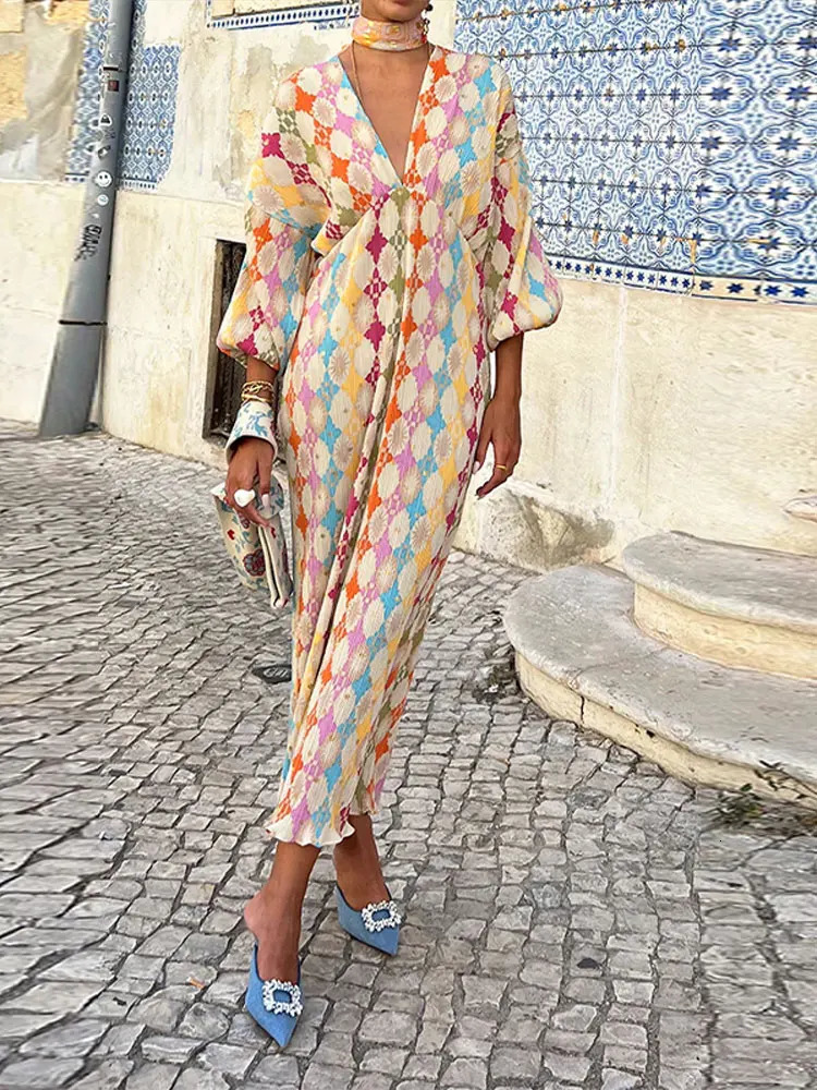Elegant Matching Pants Sets For Women 2 Pieces Chic Single Breasted Long Sleeve Lady Contrast Printed Beach Outfit 240426