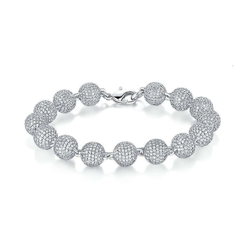 Hip Hop Rapper Fashion Jewelry Bling Sterling Silver 8mm Iced Out Moissanite Ball Chain