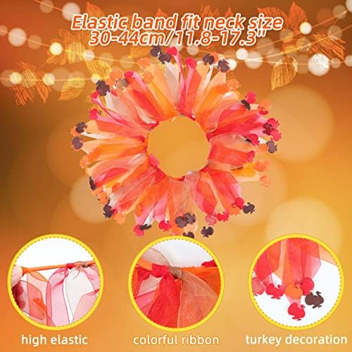 BWOGUE Costume Thanksgiving Dog Headband with Elastic Turkey Decorative Pet Collar Holiday Party Accessories Decoration for Medium Large Dogs