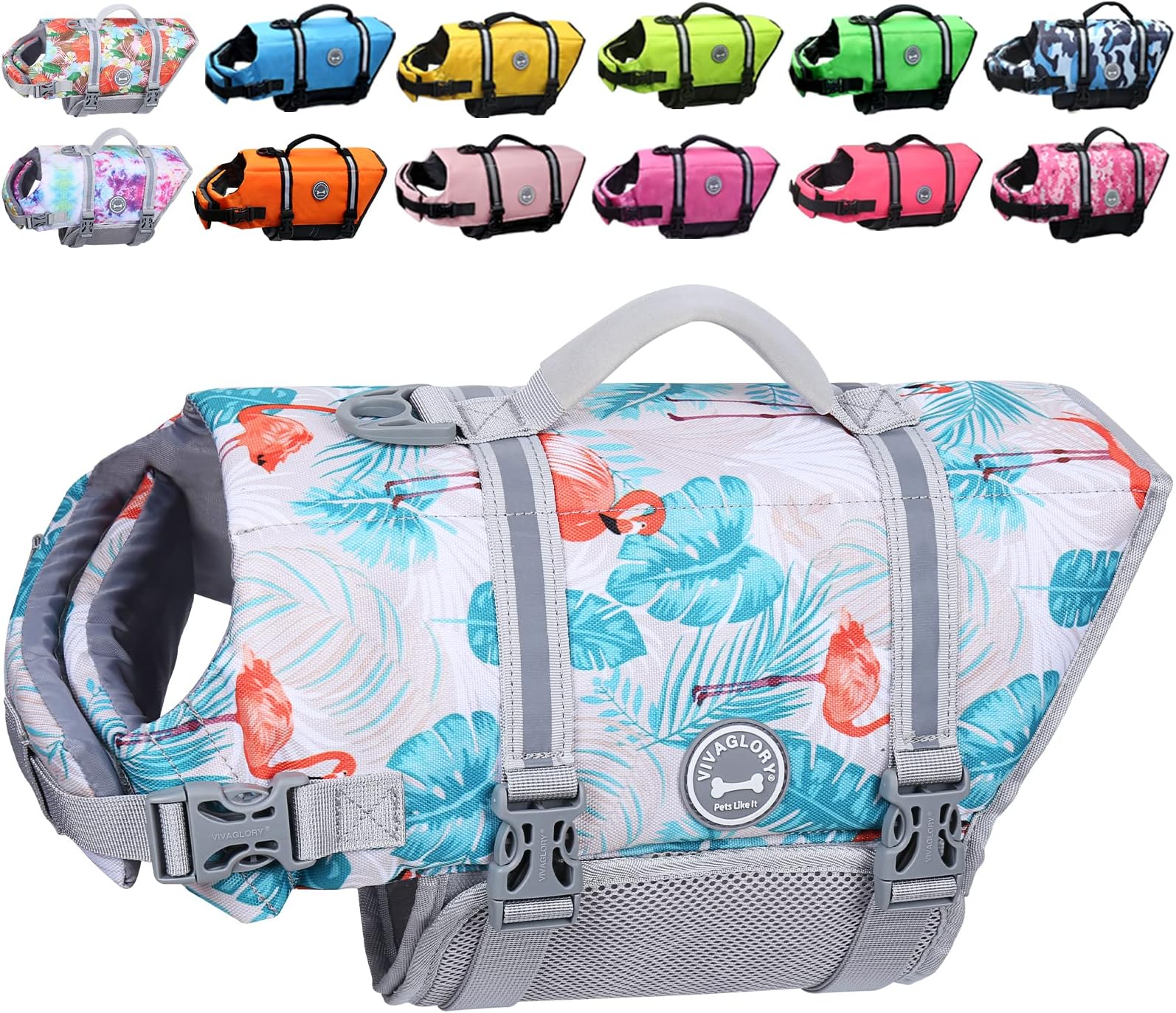 free shipping VIVAGLORY Ripstop Life et for Small Medium Large Dogs Boating, Dog Swimming Vest with Enhanced Buoyancy & Visibility, Northeast Florals-