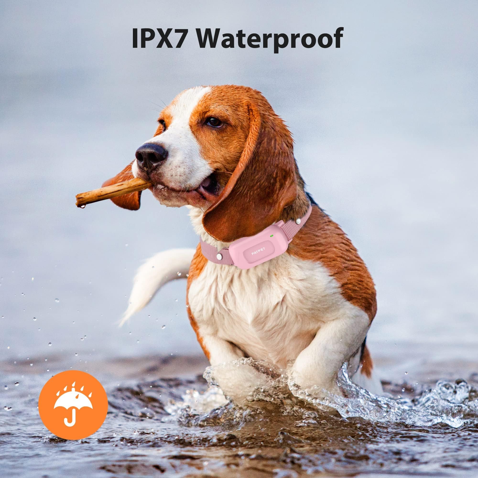 PATPET Dog - 2000Ft Waterproof Shock for Small Medium Dogs (10-100Ibs), Rechargeable Collar with 3 Safe Training Modes